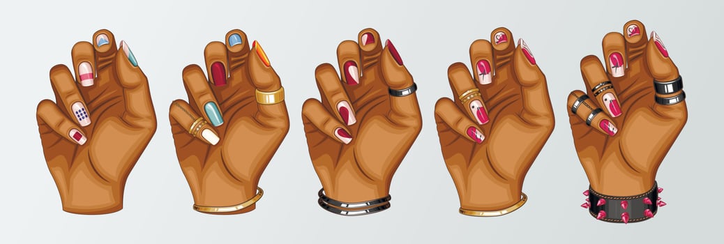 Female Hand with Beautiful Manicure and Rings vector