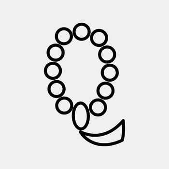 Icon islamic beads. Islamic elements of Ramadhan, Eid Al Fitr, Eid Al Adha. Icons in line style. Good for prints, posters, logo, decoration, greeting card, etc. vector