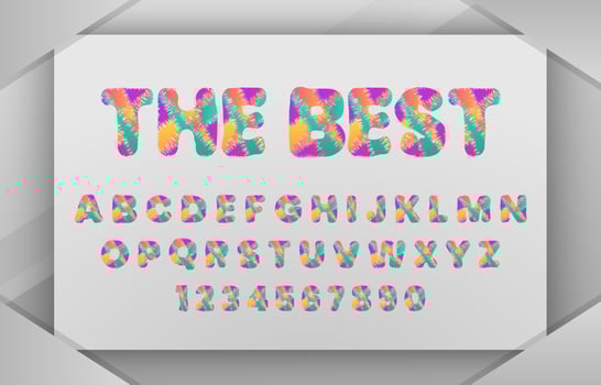 Custom typeface alphabet with abstract texture shapes. alphabet set design with abstract colorful. vector