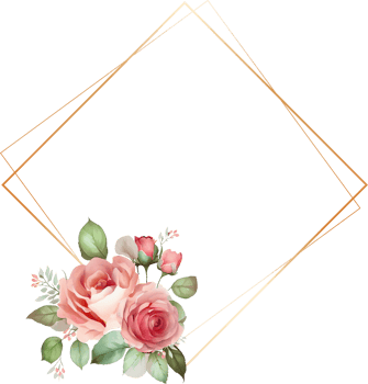 Gold Frame With Roses Flower Watercolor png