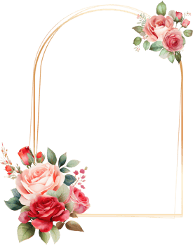 Gold Frame With Roses Flower Watercolor png