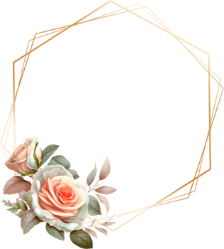 Gold Frame With Roses Flower Watercolor png