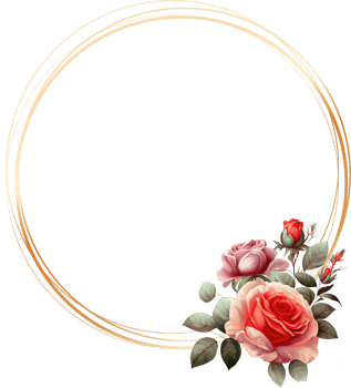 Gold Frame With Roses Flower Watercolor png