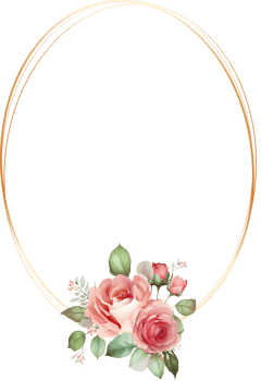 Gold Frame With Roses Flower Watercolor png