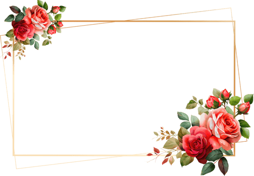 Gold Frame With Roses Flower Watercolor png