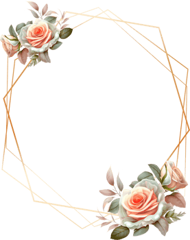 Gold Frame With Roses Flower Watercolor png