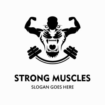 Fitness vector logo design template, vector design for gym and fitness. very strong muscular body silhouette like a tiger