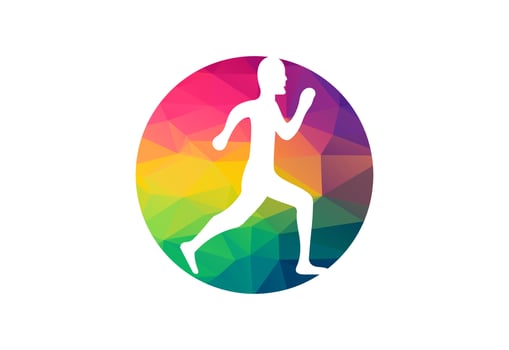 Low Poly and running man logo design, Vector illustration