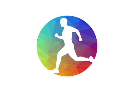 Low Poly and running man logo design, Vector illustration