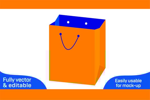 Luxury paper shopping bag dieline template and 3D box design 3D box vector