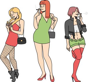 Group of prostitutes outside png