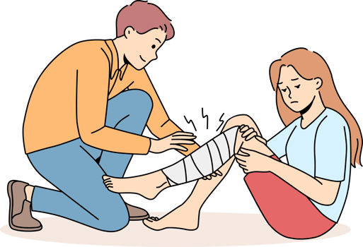 Man give first aid to small girl png