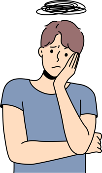 Stressed man feel frustrated with overthinking png
