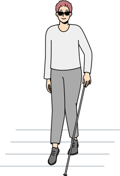 Blind man with stick crossing road png
