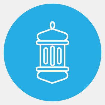 Icon islamic lantern. Islamic elements of Ramadhan, Eid Al Fitr, Eid Al Adha. Icons in blue style. Good for prints, posters, logo, decoration, greeting card, etc. vector