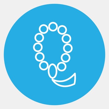 Icon islamic beads. Islamic elements of Ramadhan, Eid Al Fitr, Eid Al Adha. Icons in blue style. Good for prints, posters, logo, decoration, greeting card, etc. vector