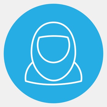 Icon moslem woman. Islamic elements of Ramadhan, Eid Al Fitr, Eid Al Adha. Icons in blue style. Good for prints, posters, logo, decoration, greeting card, etc. vector