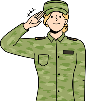Female soldier in uniform saluting png
