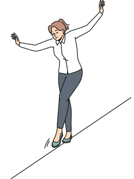 Businesswoman walking on rope png