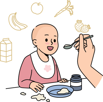 Cute baby getting feed by mom png