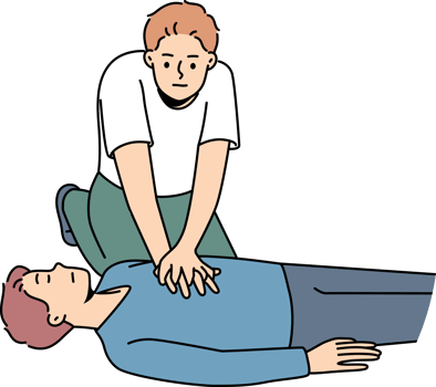 jovem homem faço coração massagem para pessoa em terra png