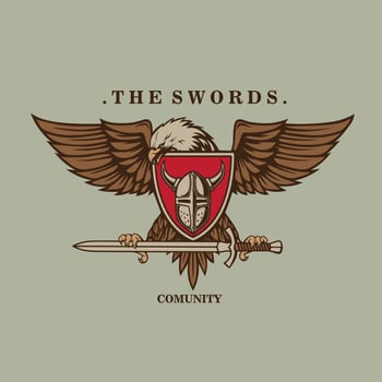 eagle holding a sword logo vector illustration