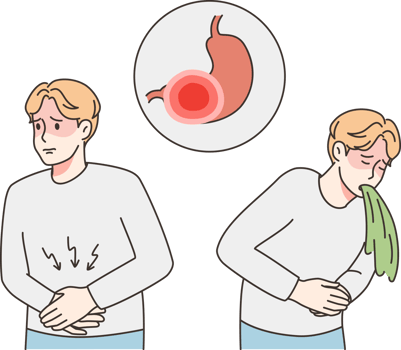 Unhealthy man suffer from food poisoning png