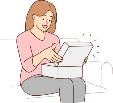 Happy woman unpack order png