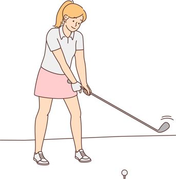 Woman playing golf on field png