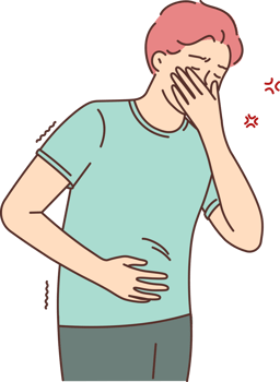 Unhealthy man struggle with stomachache png