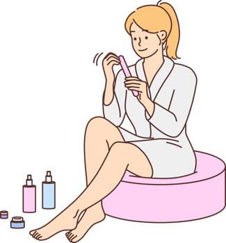 Happy woman do manicure at home png
