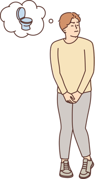Stressed man standing and want to pee png