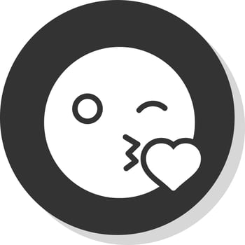 Kiss Wink Heart Vector Icon Design