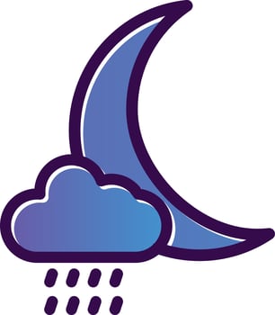 Cloud Moon Rain Vector Icon Design