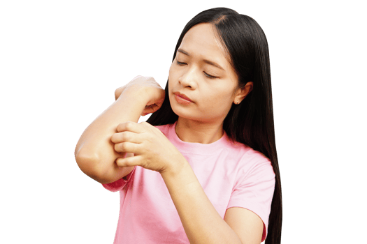 Asian woman having an itchy arm png