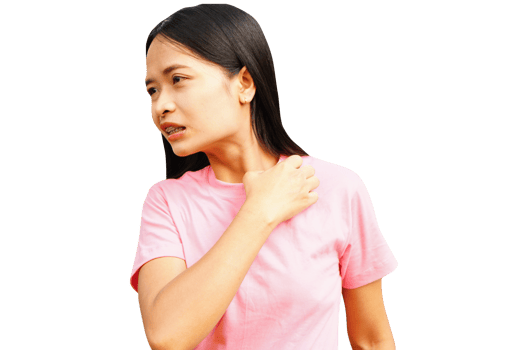 Asian woman having an itchy neck png