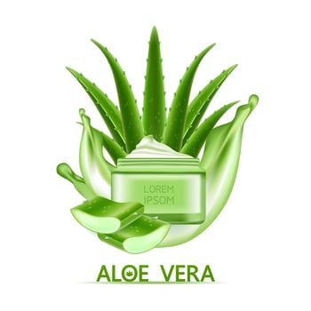 aloe vera collagen and serum for skin care cosmetic vector