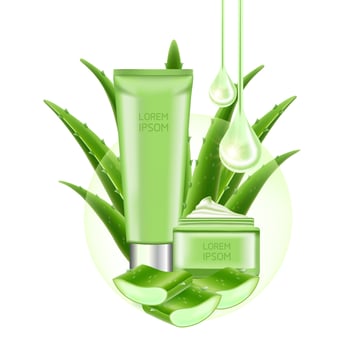 aloe vera collagen and serum for skin care cosmetic vector