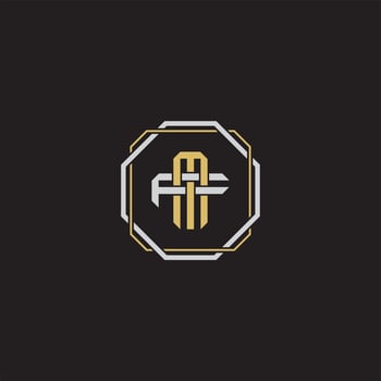 MF Initial letter overlapping interlock logo monogram line art style vector