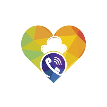 Phone chef vector logo design. Handset and chef hat icon design.