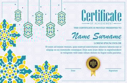 colorful islamic ramadan award certificate vector