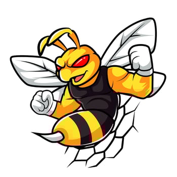 bee ANGRY mascot logo sport logo vector