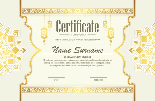 luxury islamic ramadan certificate design vector