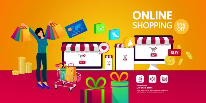 Online shopping idea vector illustration