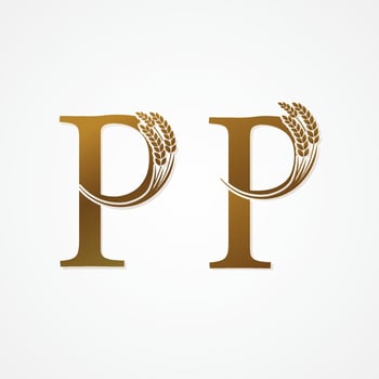 Gold letter with rice for logo design vector
