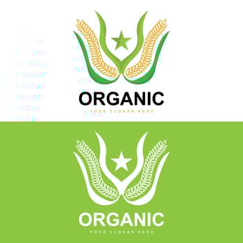 Wheat Rice Logo, Agricultural Organic Plants Vector, Luxury Design Golden Bakery Ingredients vector