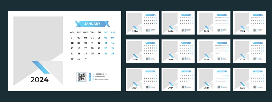 2024 Desk Calendar Template vector