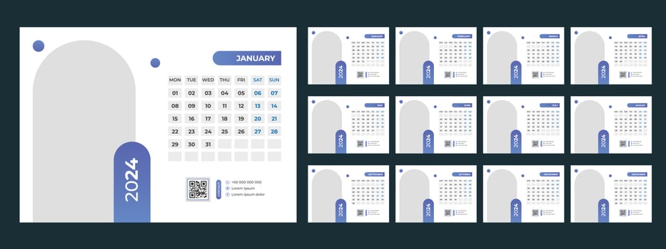 2024 Desk Calendar Template vector