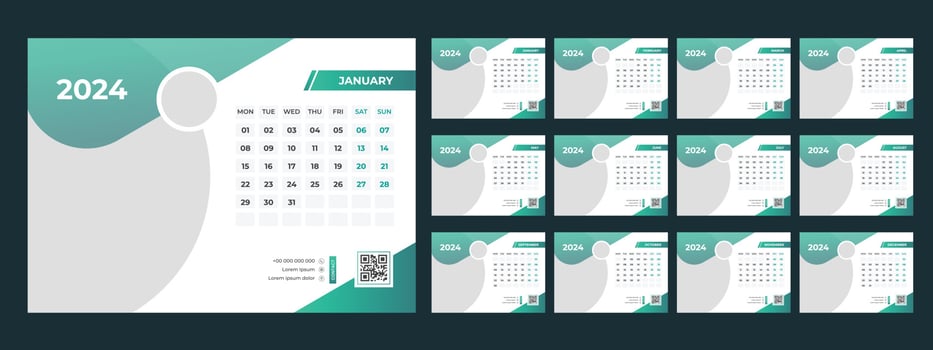 2024 Desk Calendar Template vector