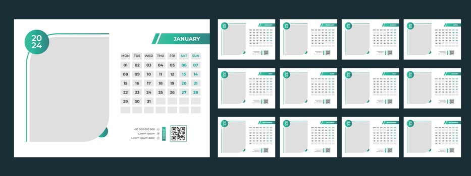 2024 Desk Calendar Template vector